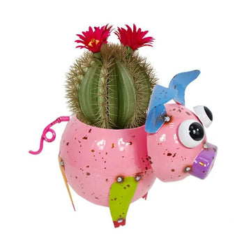 FAIRE - Continental Art Center Mini Pig Planter Colorful Mini Pig Planter Painted and Enameled